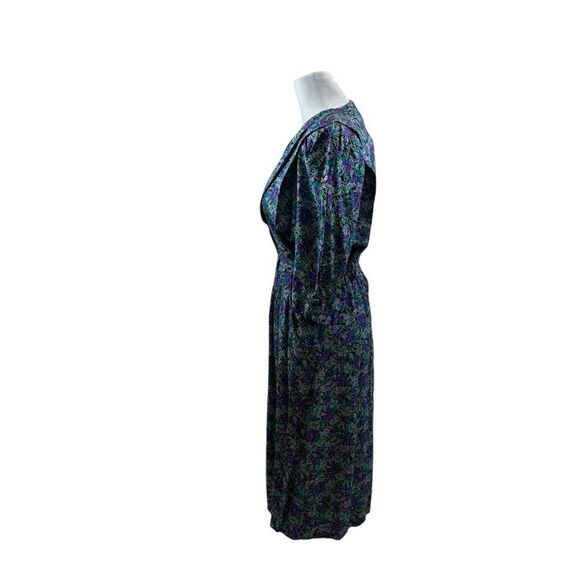 Ladies Vinyage 80’s R.J. Stevens Petites Floral Long Sleeve Pleat Skirt Dress‎ 2 - Picture 7 of 14
